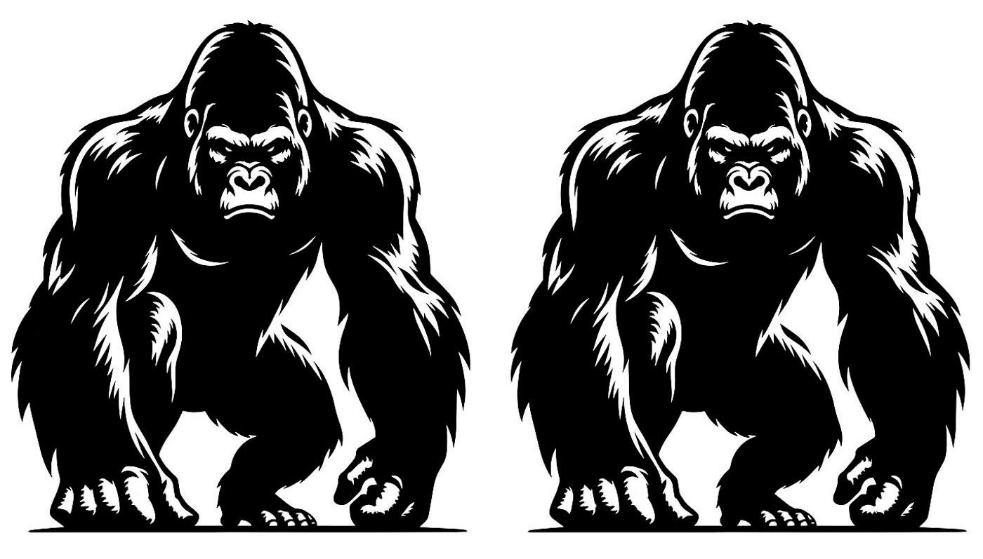 Gorilla Two Pack 6" Black Vinyl Decals Car Truck Window Mirror Wall Door
