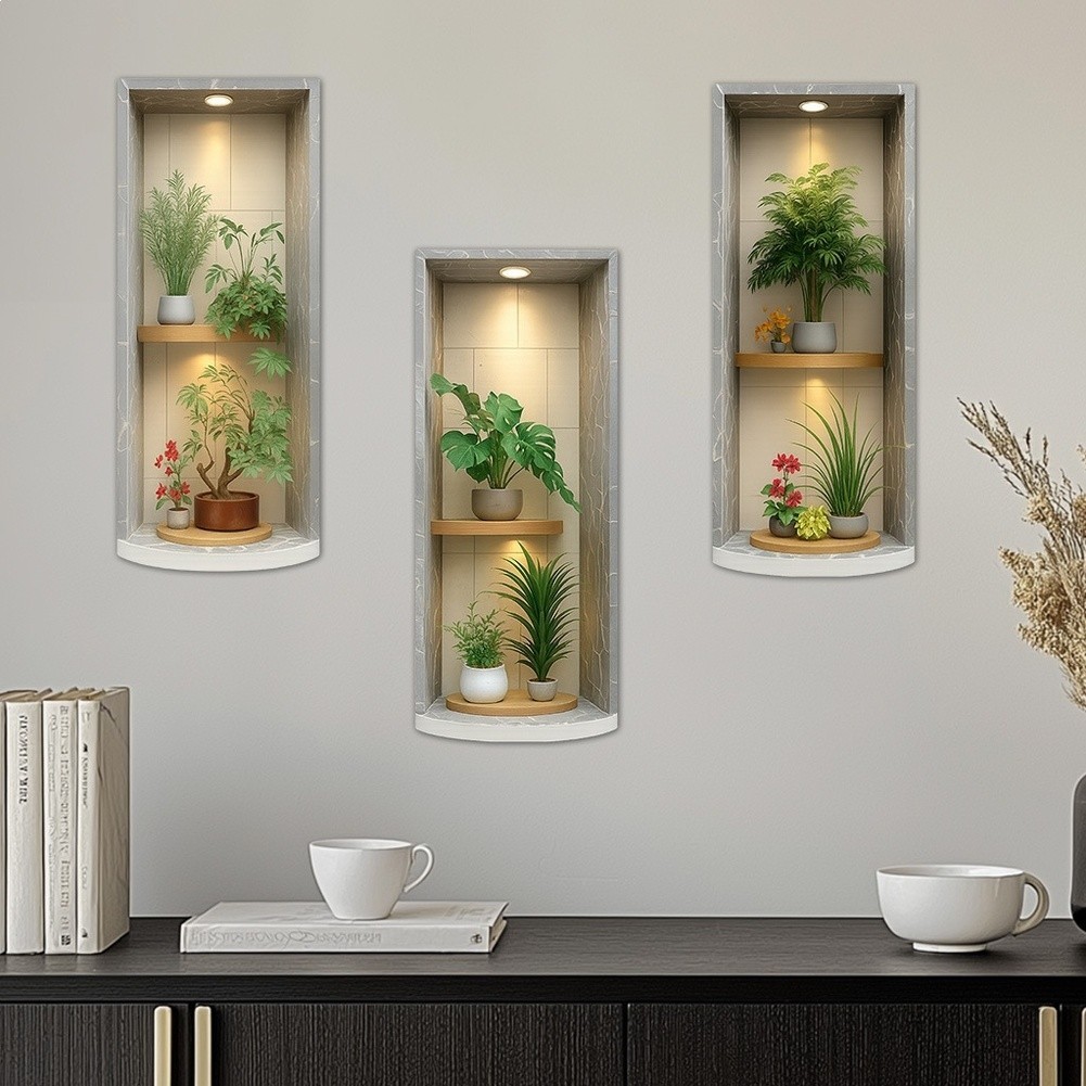 Simulated Plants PVC Wall Stickers Removable Modern Decor for Living Room Use