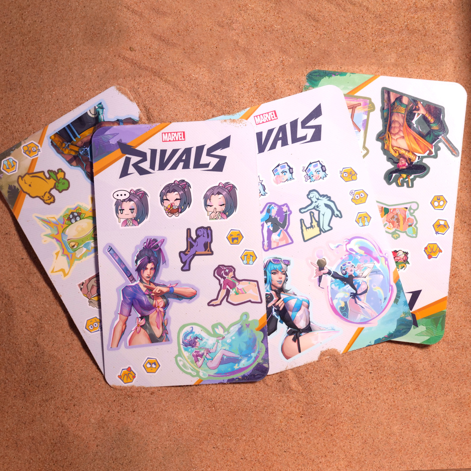 Marvel Rivals Summer Skins Sticker Sheets (Psylocke, Luna Snow, Thor, and Loki)