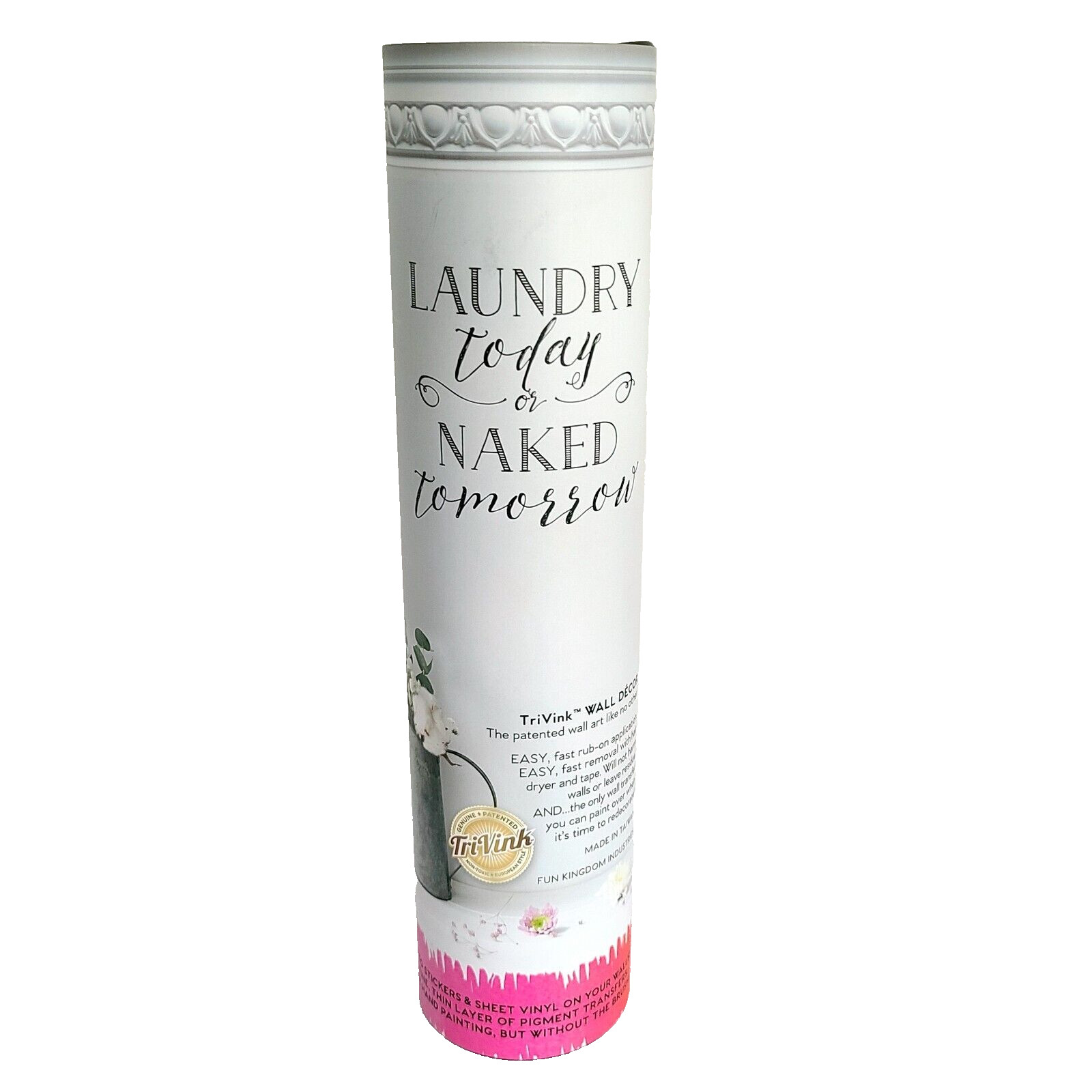 TriVink Wall Art Laundry Today or Naked Tomorrow Rub-On 13" x 12" Removable