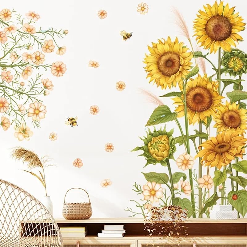 12×36 Inch Set of 2- Floral Wall Decals for Decor, Self Adhesive #7