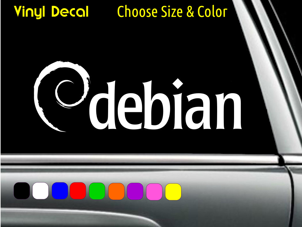 DEBIAN Linux wide logo Vinyl Decal Laptop Car Window Sticker CHOOSE SIZE COLOR