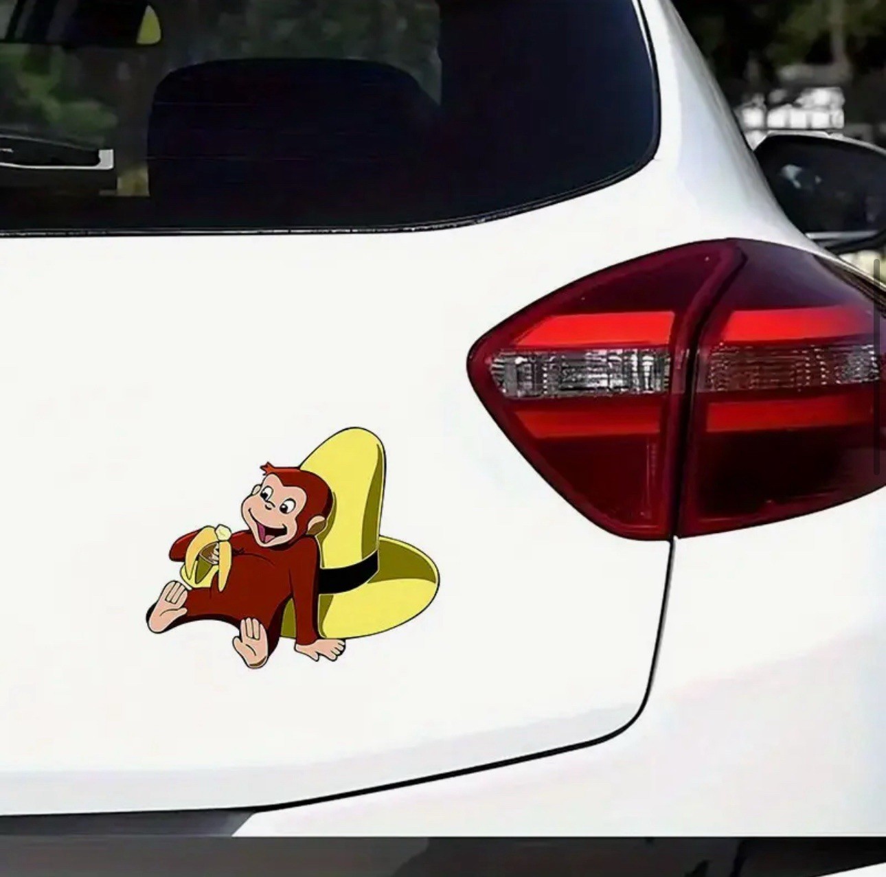 Curious George Monkey Banana Cartoon Car Bumper Vinyl Sticker Decal 5.5”x4.5”