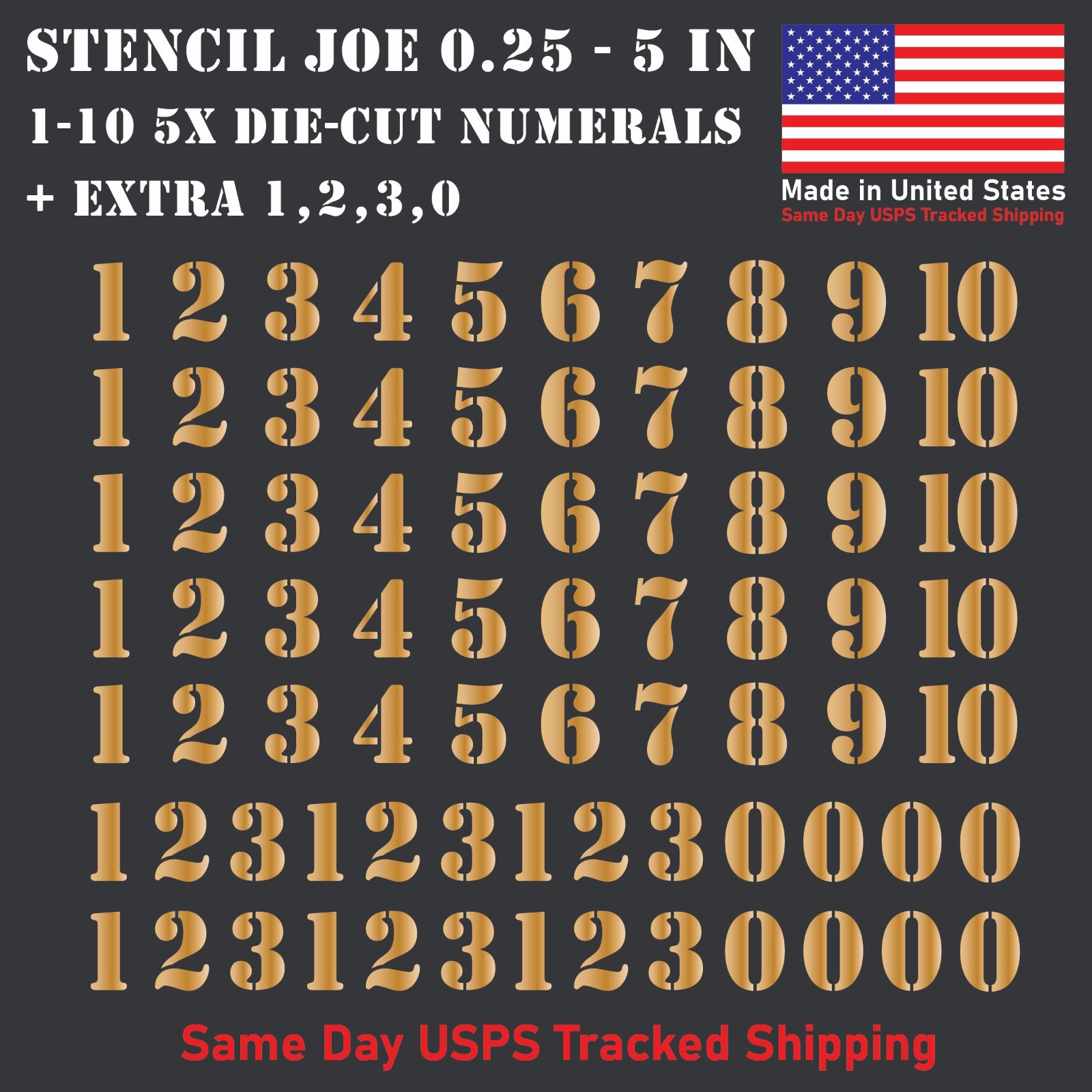 1-10 5x+ Stencil Joe Outdoor Vinyl Decal Numbers for Mailbox Door Address Locker