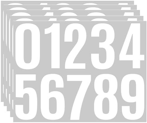 4 Inch Large Size Number Stickers, 5 Sheets Self Adhesive House Numbers for Mail