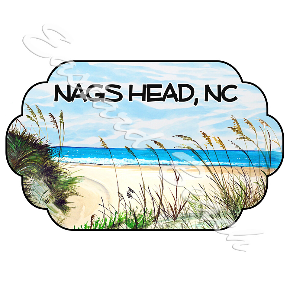 Nags Head NC – OBX Beach Scene Vinyl Decal Sticker – Car Truck Boat Cooler