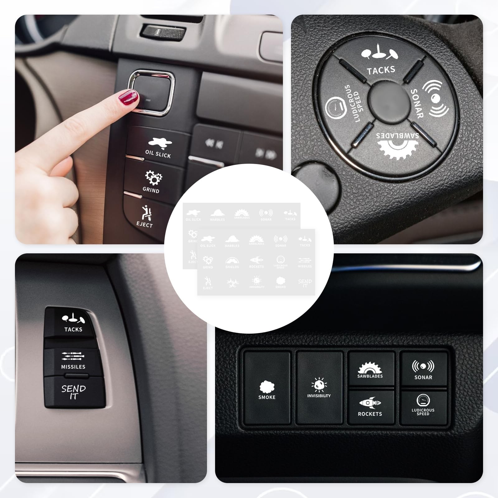 2Pcs Novelty Stickers Labels for Car or Truck Unused Button, Car Switch Stick…