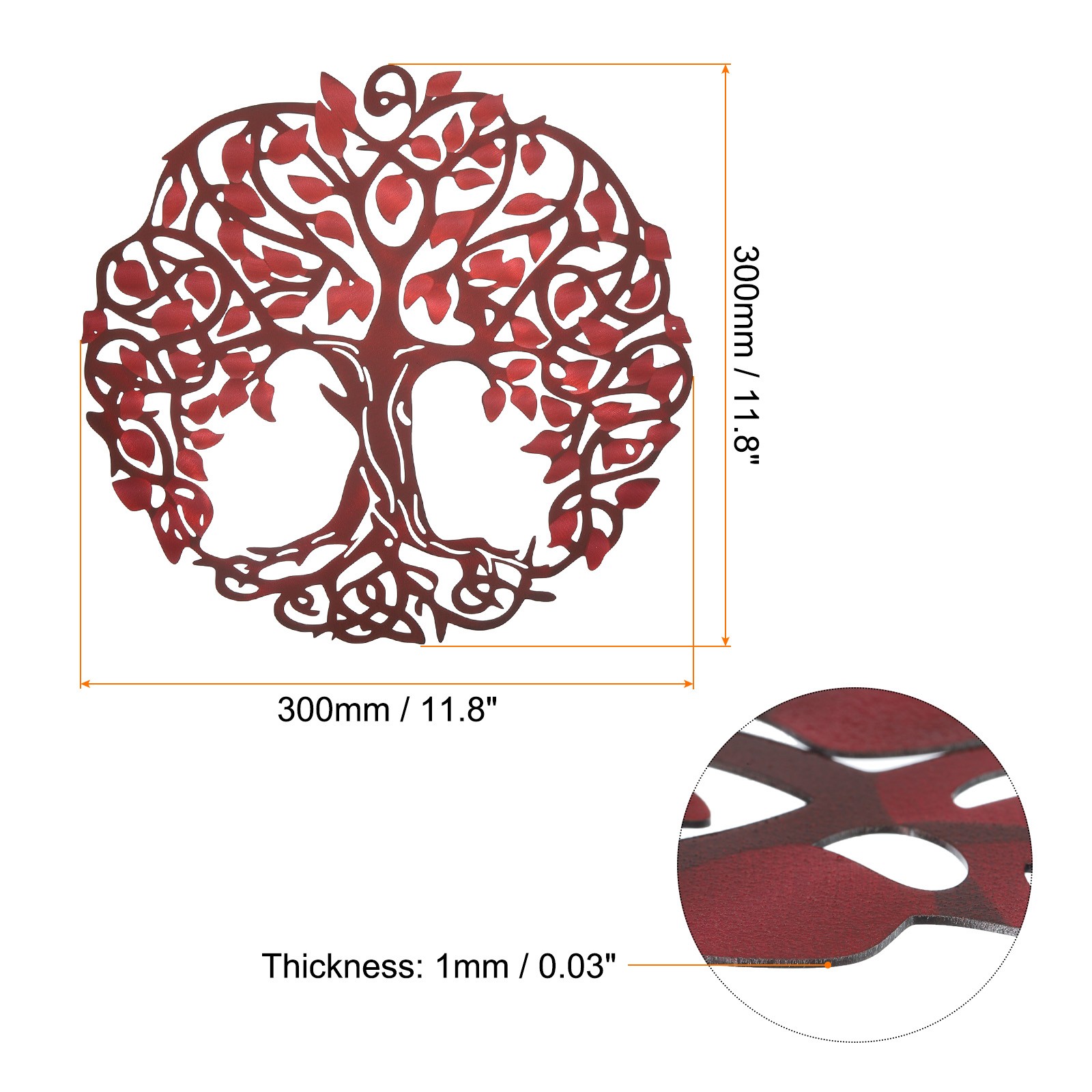 Metal Tree Wall Decor Tree of Life Wall Sculpture Decoration Red Brown