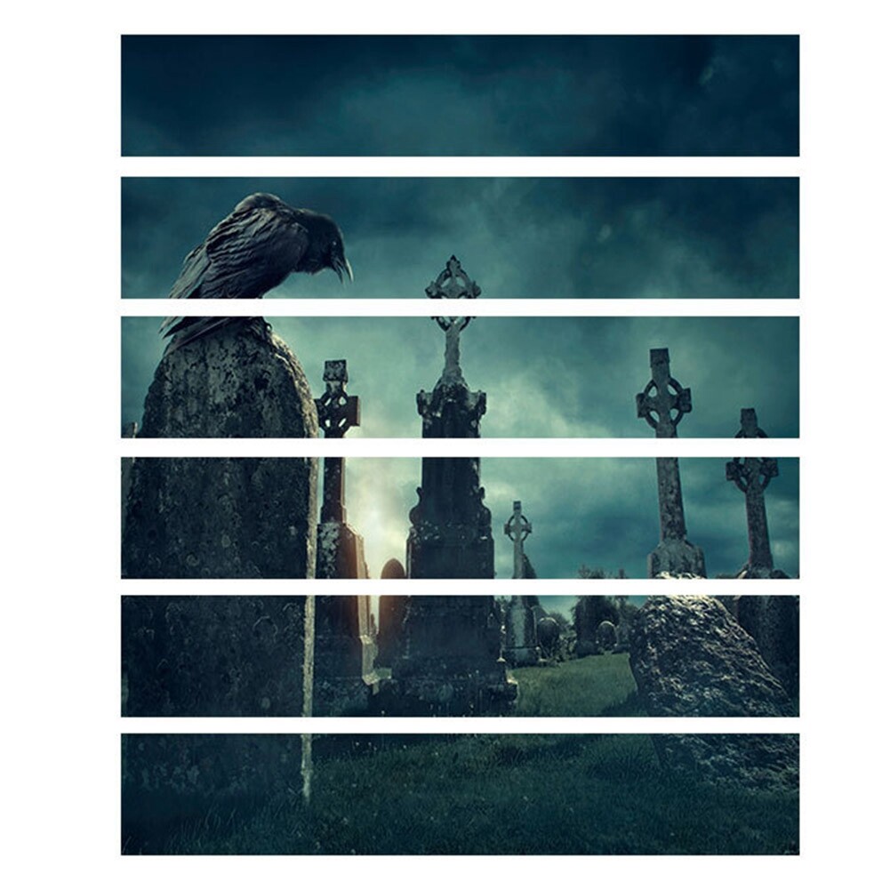 Halloween 3D Waterproof Crow Tombstone Stickers For Home Party GUF