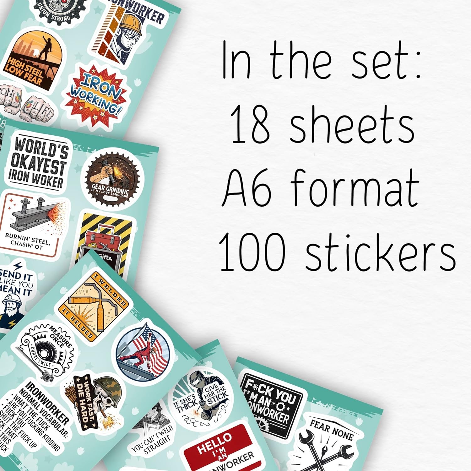 100Pcs Funny Ironworker Stickers for Hardhat, for Water Bottle – Ironworker Gift