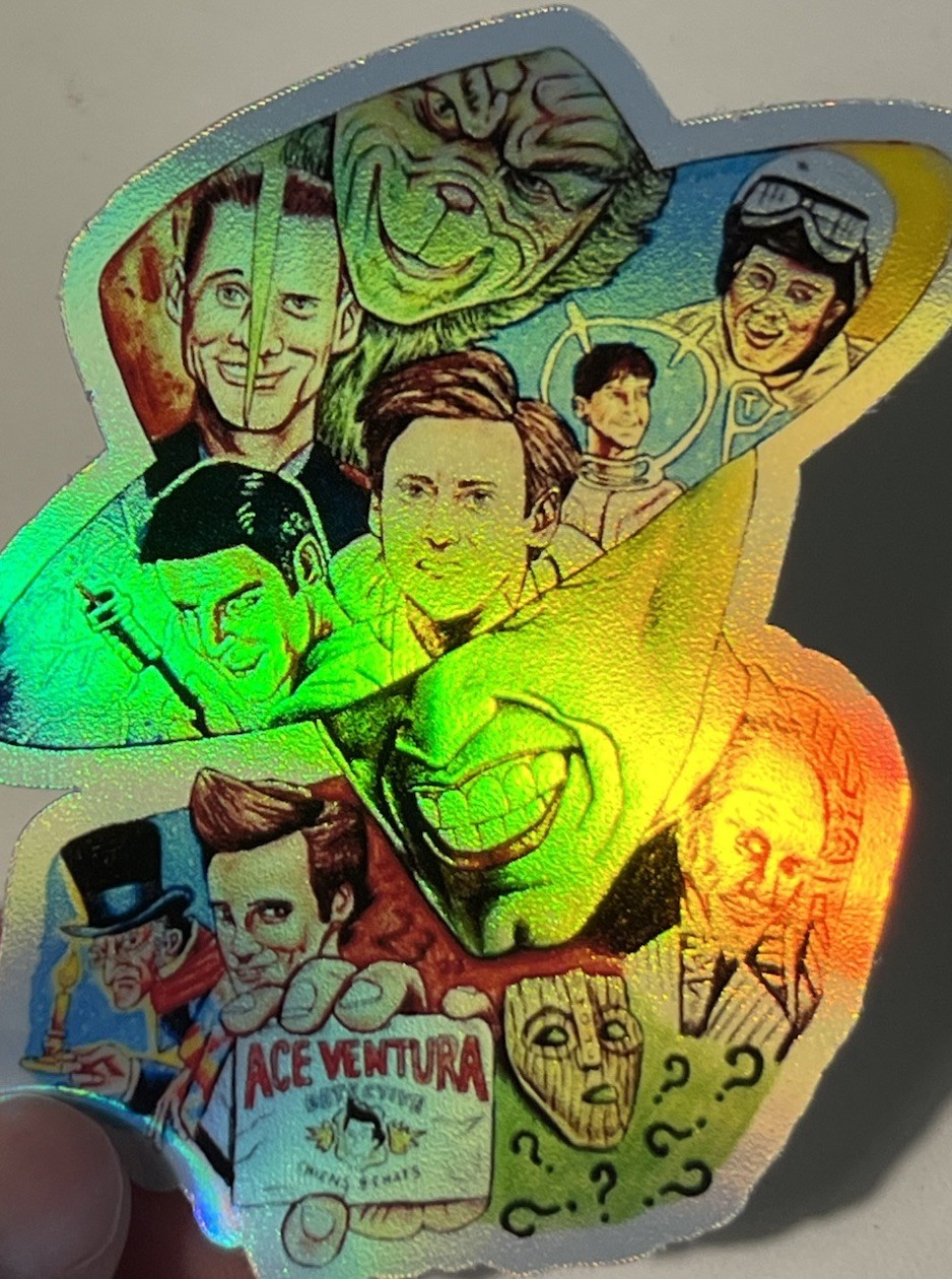 The Mask Jim Carrey Movie Collage Holographic Waterproof Vinyl Sticker 3 Inch