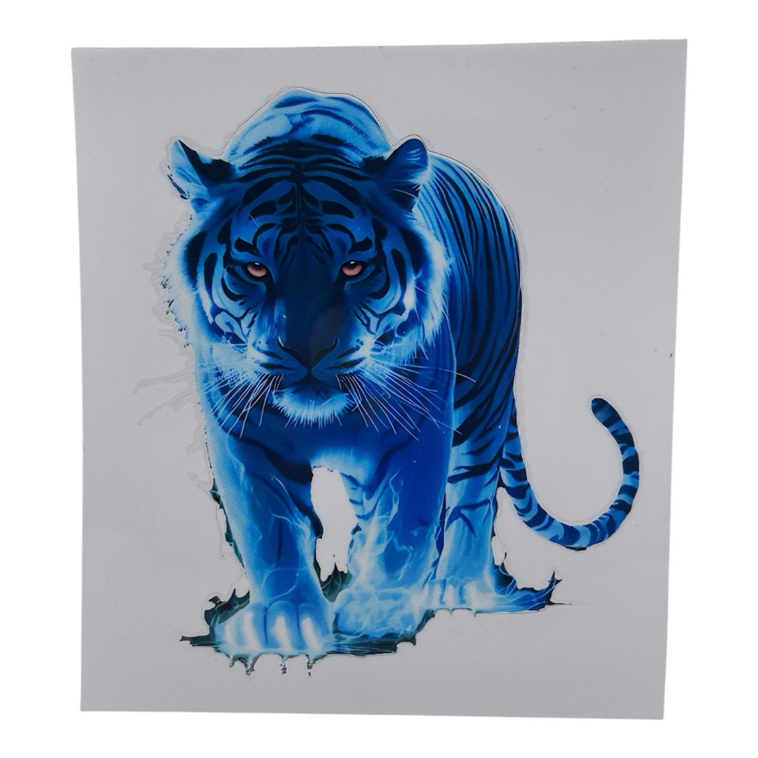 LED NEON BLUE TIGER CAT FELINE 5.5” INCH VINYL STICKER DECAL 1PC