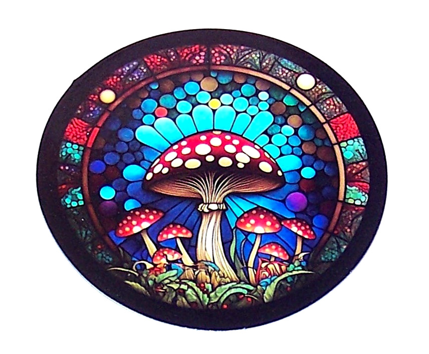 STAINED GLASS – Die Cut Sticker Decal Stained Glass Mushrooms
