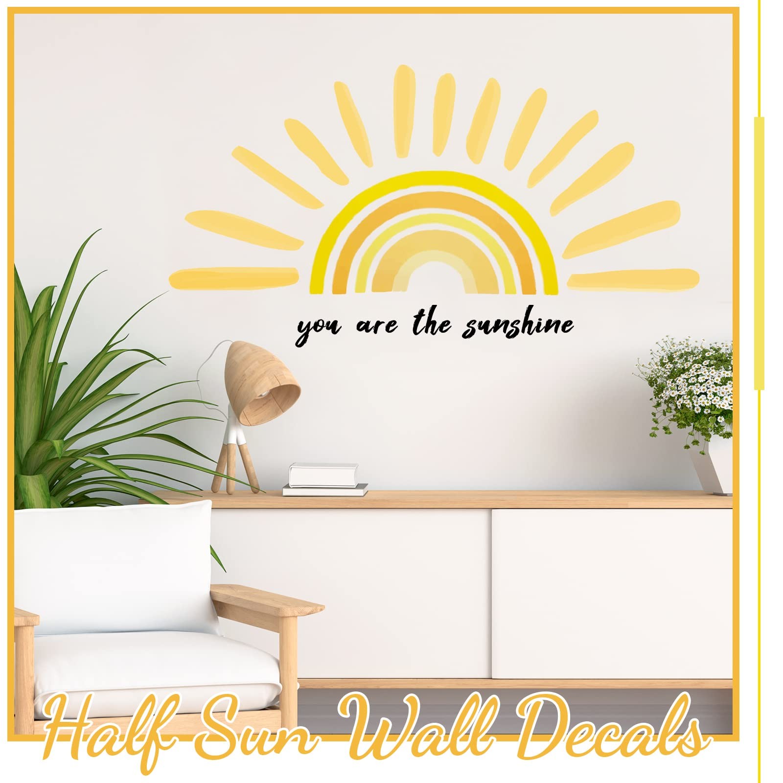 42 x 18 Inches Large Boho Half Sun Wall Decals You are The Sunshine Wall Stic…