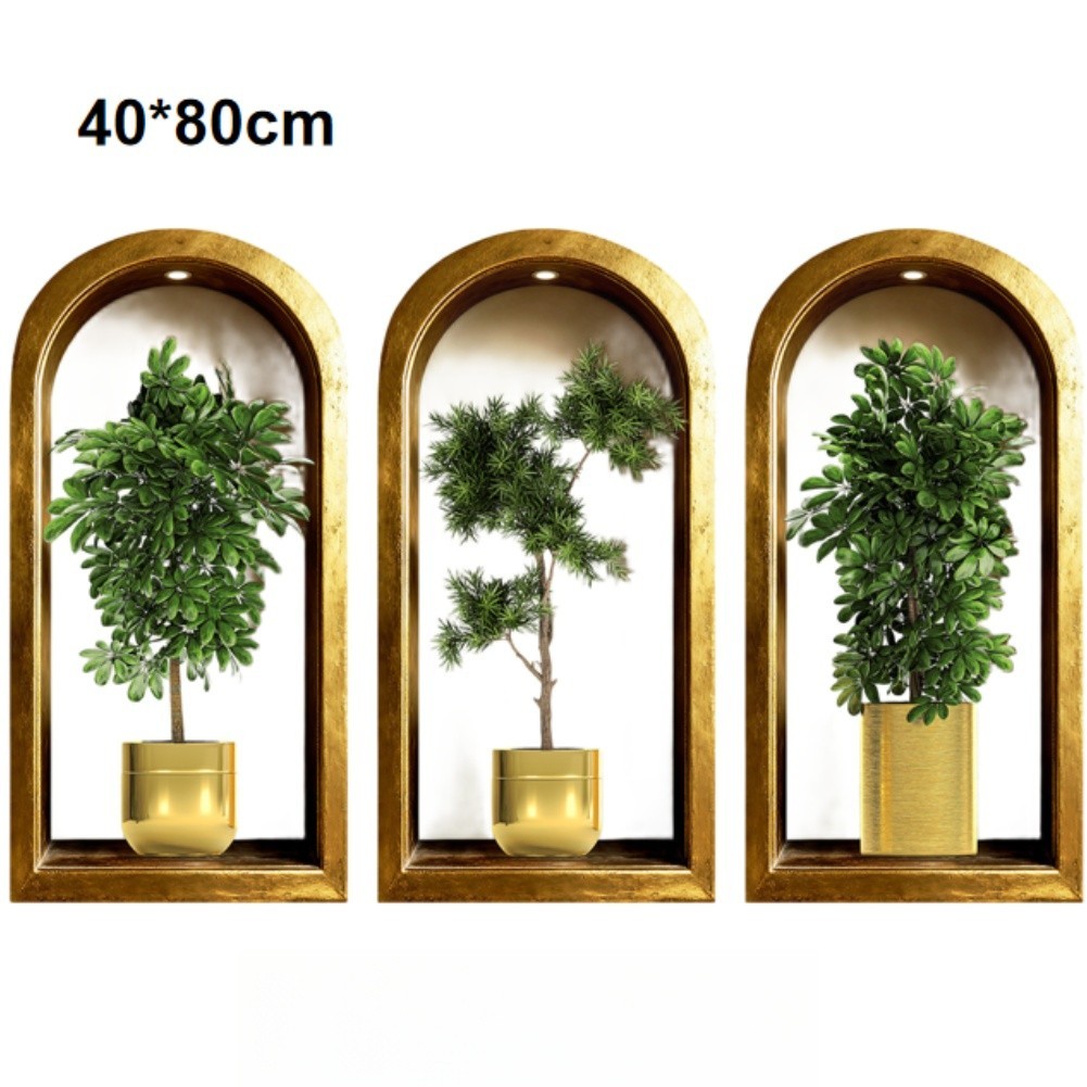 Water Resistant 3D Plant Wall Decals for BathFor Room Hallway Living For Room