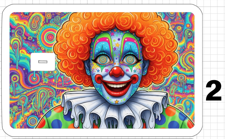 Acid Trip Happy Clown Credit Debit ATM Card Skin Sticker Trippy Gift Retro