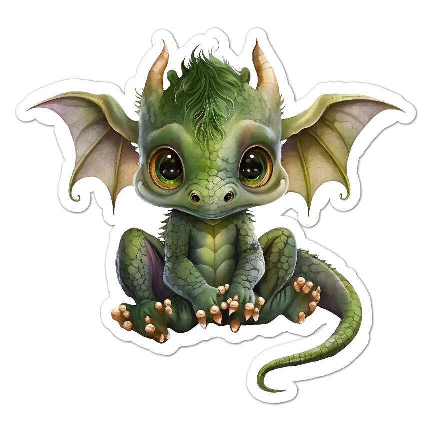 Baby Green Dragon, Vinyl Decal Sticker, Indoor Outdoor, 3 Sizes, #9938