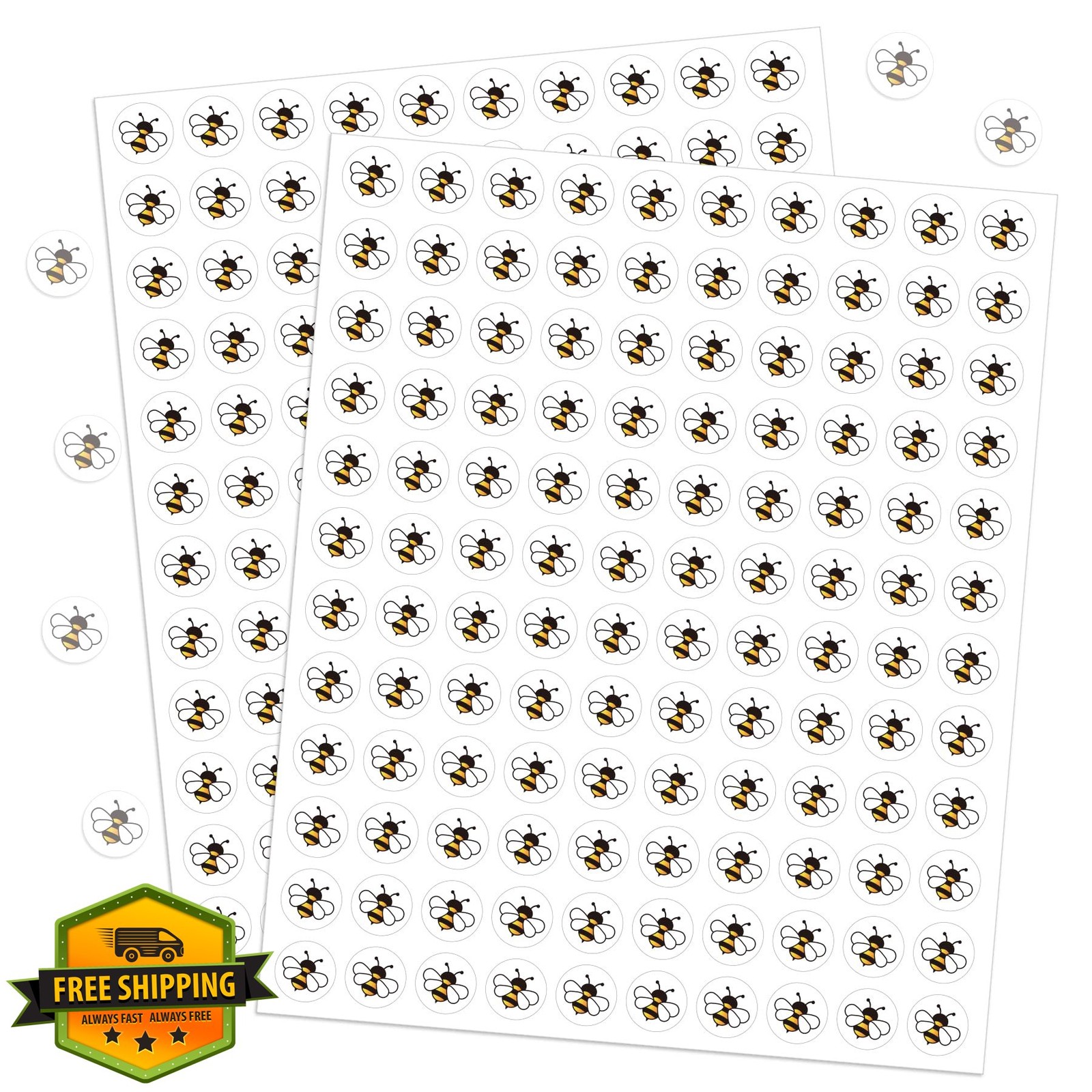 2400pc Mini Bee Stickers Yellow Self-Adhesive Decals 0.5 Inch