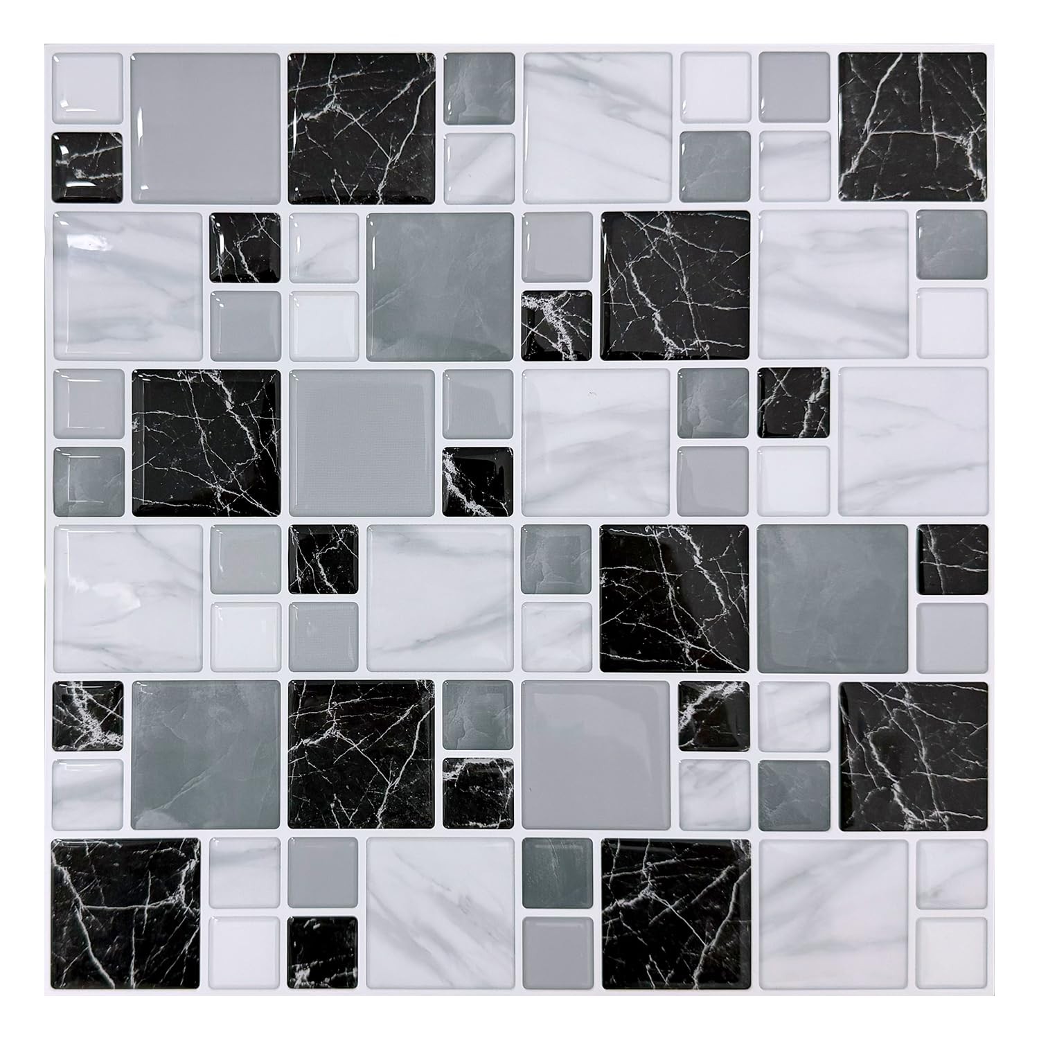 10-Sheet Peel and Stick Backsplash for Kitchen, 10” x 10” Self Adhesive Marbl…