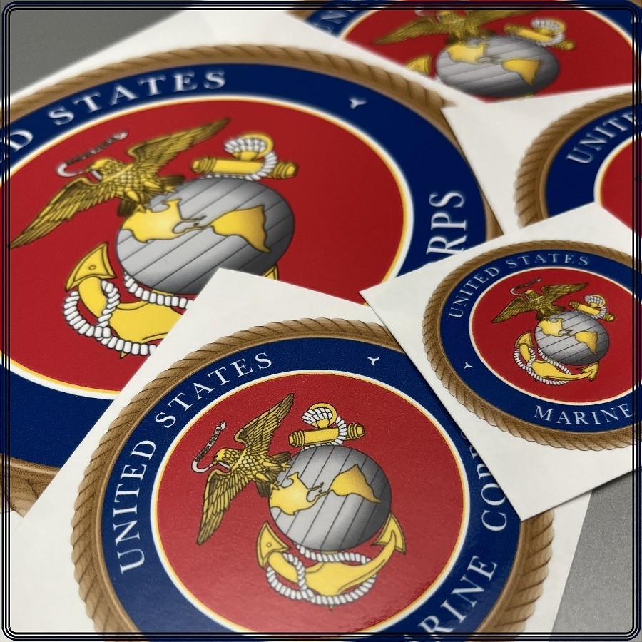United States Marine Corps Seal Blue Red & Gold Laminated Sticker Choose Size