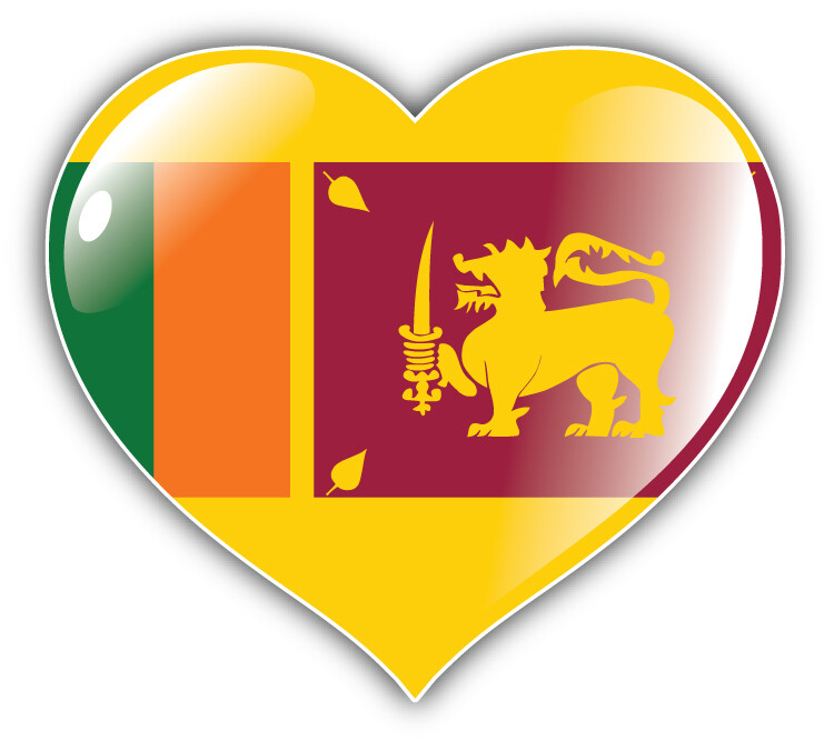 Sri Lanka Flag Glossy Heart Car Bumper Sticker Decal