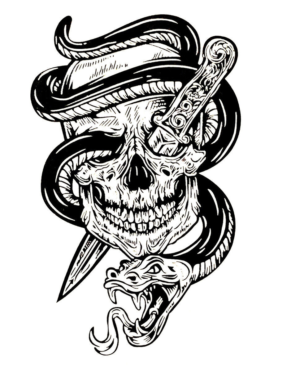 Skull And Snake Sticker Decal