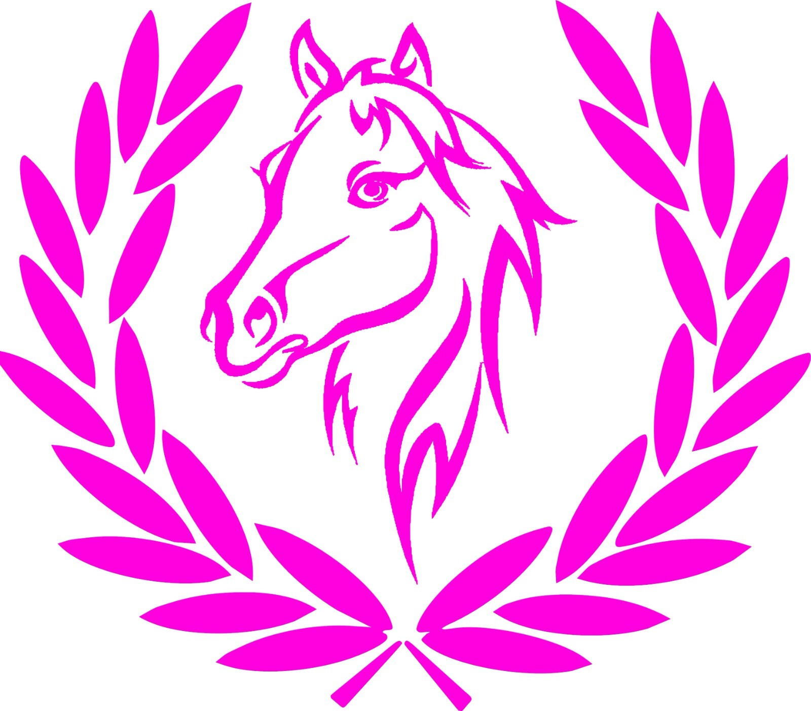 Horse Head in Laurel Wreath – In your choice of color 4" w X 3.5" h