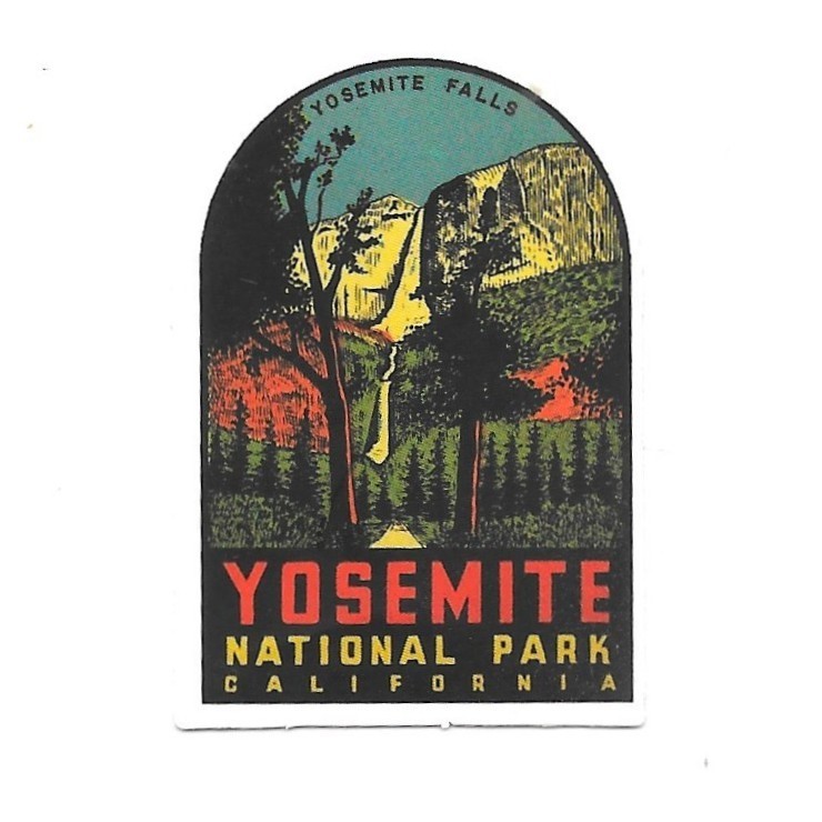 Yosemite National Park Sticker Vintage Travel Decal California Falls Journal