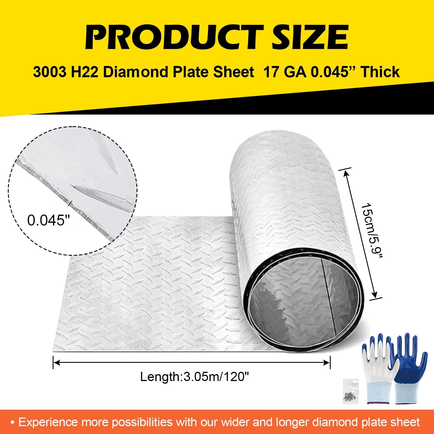 Diamond Plate Aluminum Sheet – 3003 H22, 17GA 0.045" Thick, Heavy-Duty Alumin…