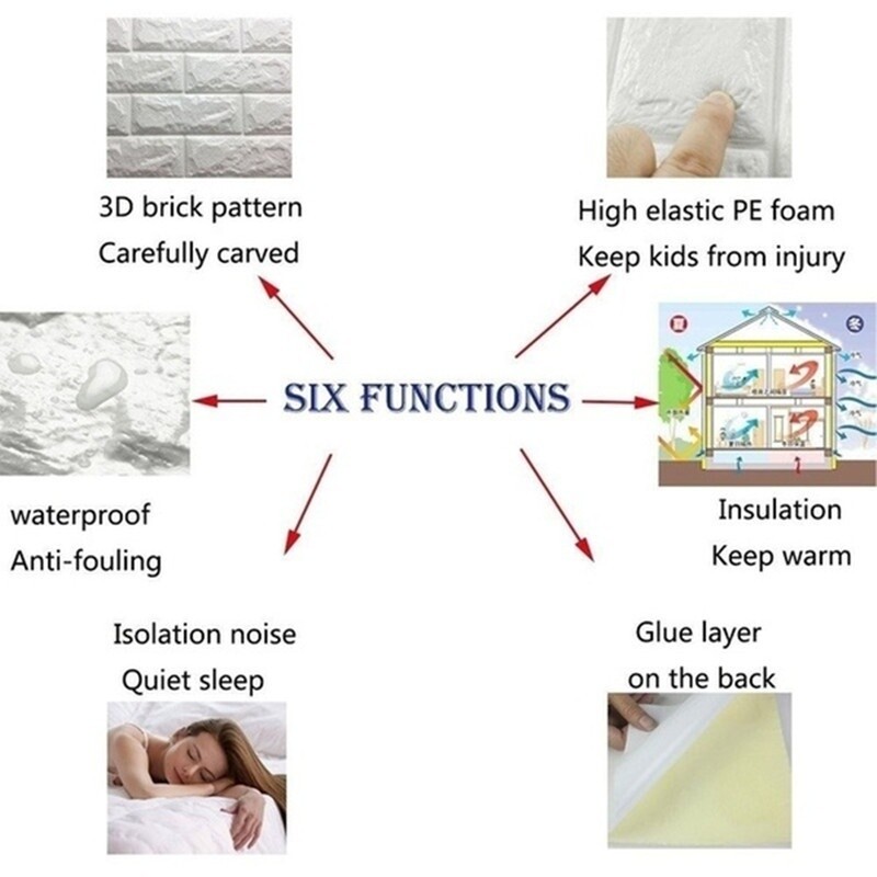 10X Home Decor PE Foam 3D Wallpaper DIY Wall Stickers Wall Decor Embossed Bricks