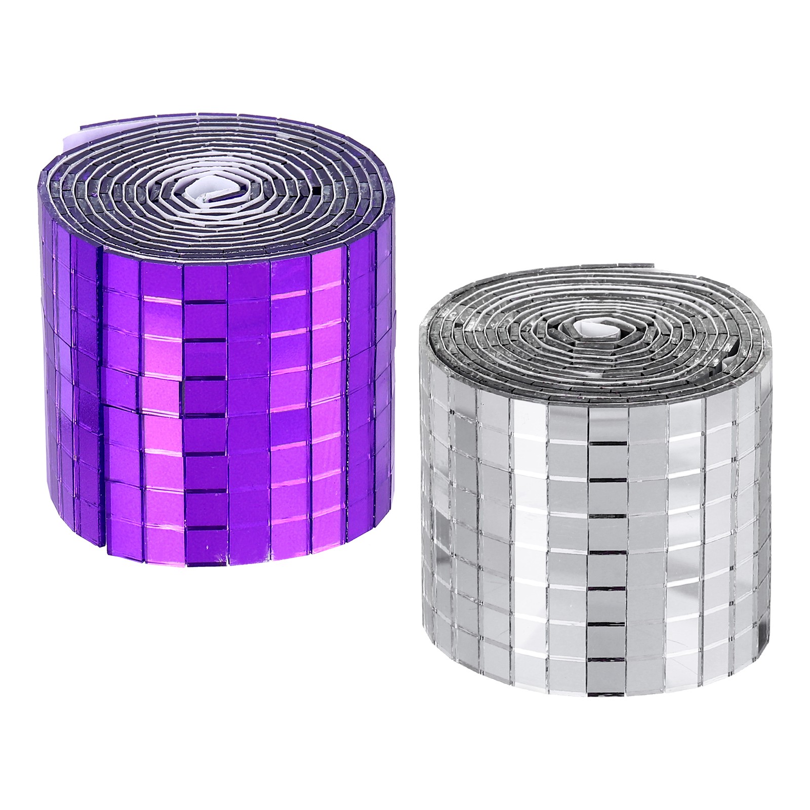 3200 Pieces Adhesive Mosaic Tiles 5 x 5 mm Disco Tiles 2 Rolls (Purple/Silver)