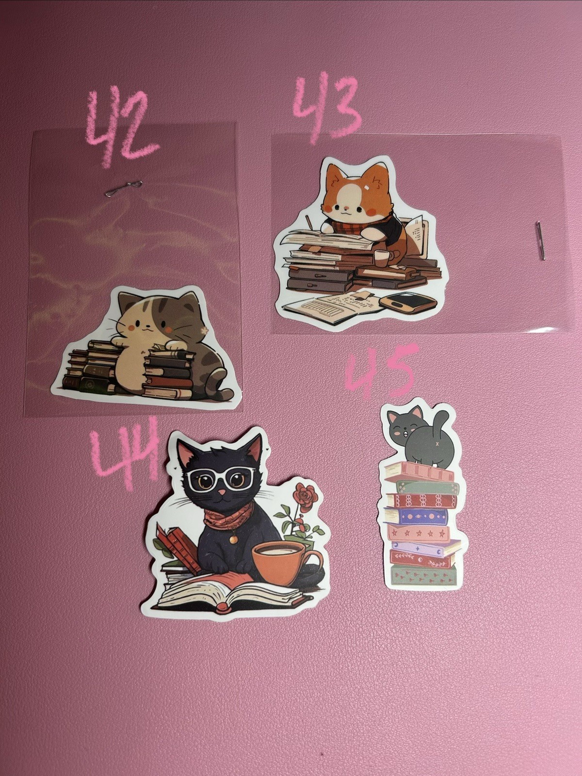 Stickers Of Cats Reading Books