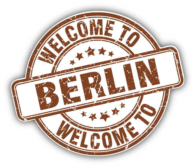 Berlin Grunge Welcome Travel Stamp Car Bumper Sticker Decal