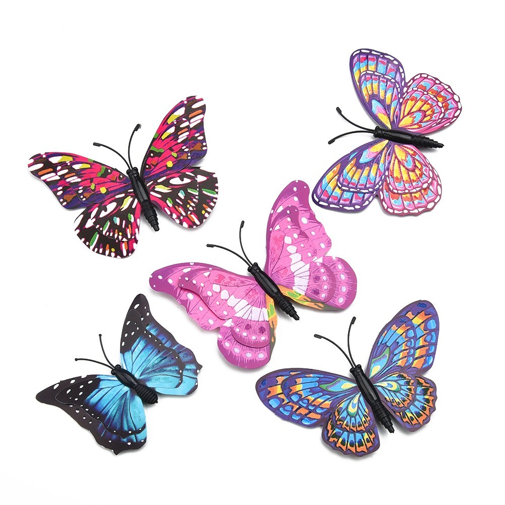 12Pcs – 3D/Luminous Butterfly Wall Stickers Double Layer Decals Home Art/ Decor