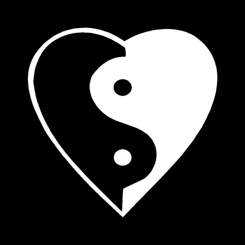 HEART YIN-YANG Vinyl Decal (3 Sizes, 12 Colors) SD