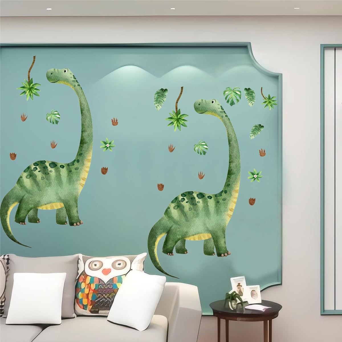 Large Dinosaur Wall Decals for Boys Bedroom Dino Footprint Neutral Wall Stick…