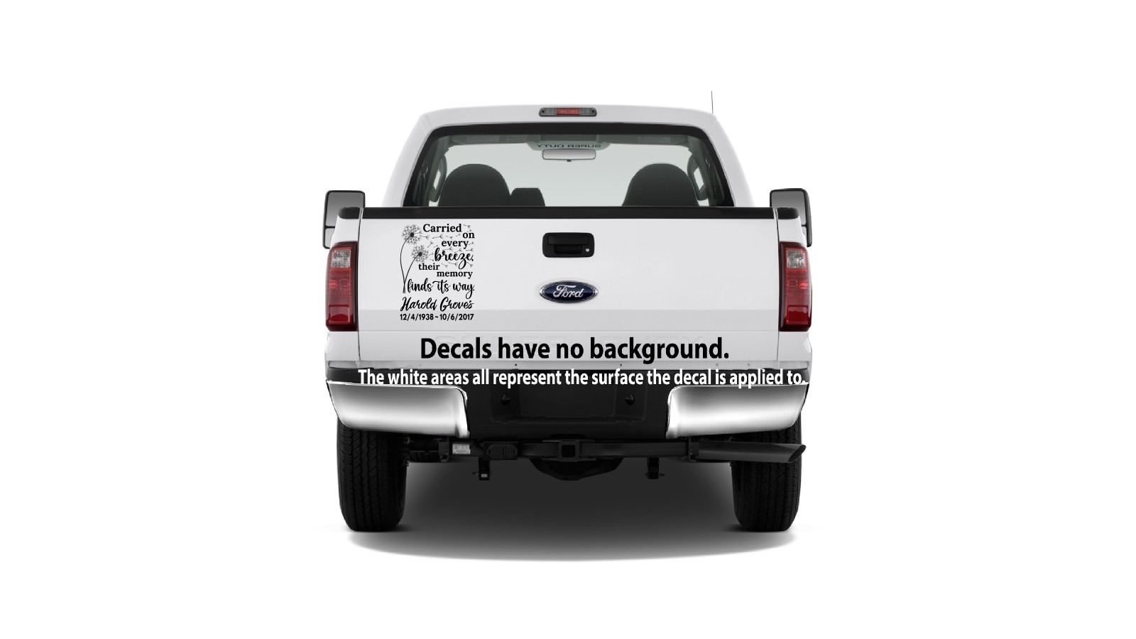 Dandelions Memorial Vinyl Decal In Memory Of Loved One "Carried On Every Breeze"