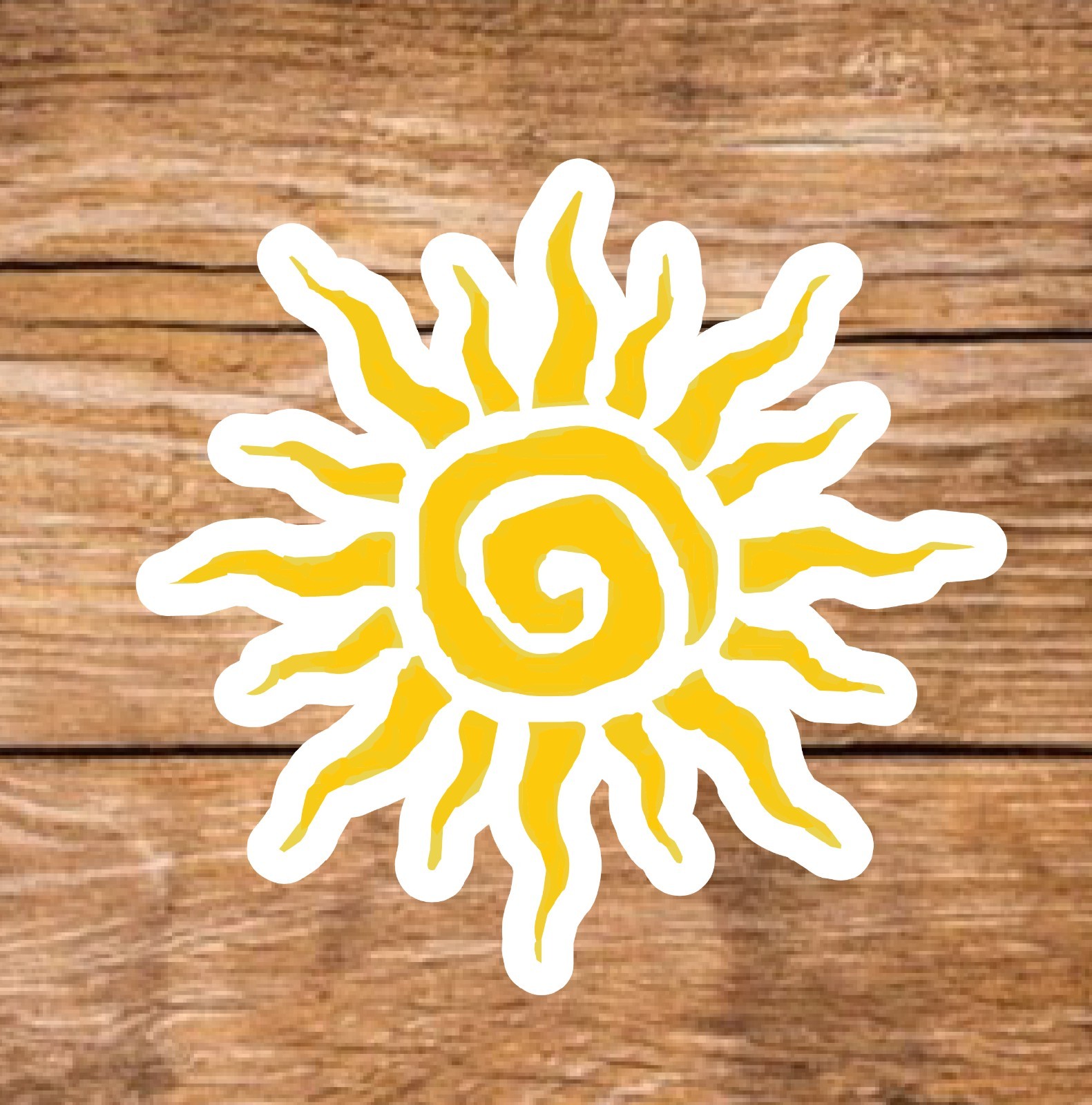 Sun – 2 Pages (20 Sticker Set) 2in, Waterproof, Glossy Finish Vinyl.