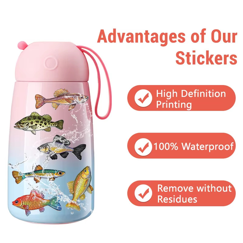 50-500PCS Fish Stickers Decals Waterproof DIY Laptop Phone Car Scrapbook Decor