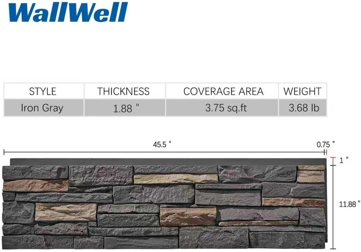Faux Stone Wall Panels 1-Pack (3.75 Sq Ft) PU Stone Veneer Siding, Mortarless 4
