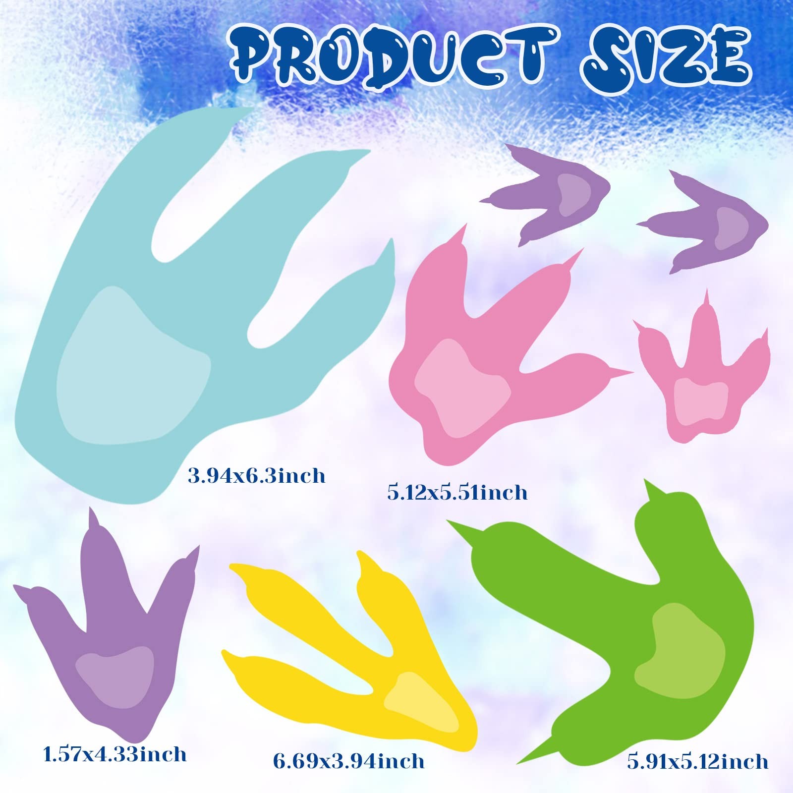 48 Pcs Dinosaur Footprint Stickers Wall Decals for Floor Removable Dinosaur F…