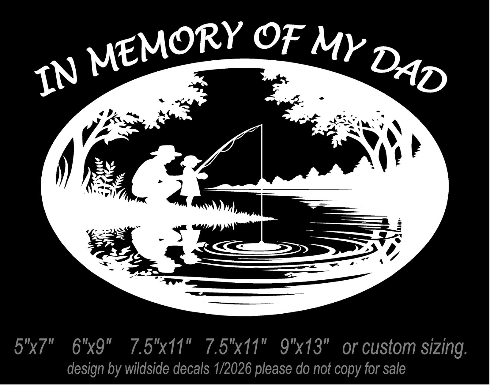 In Memory of My Dad Decal Father and Daughter Fishing on Lake Vinyl Sticker