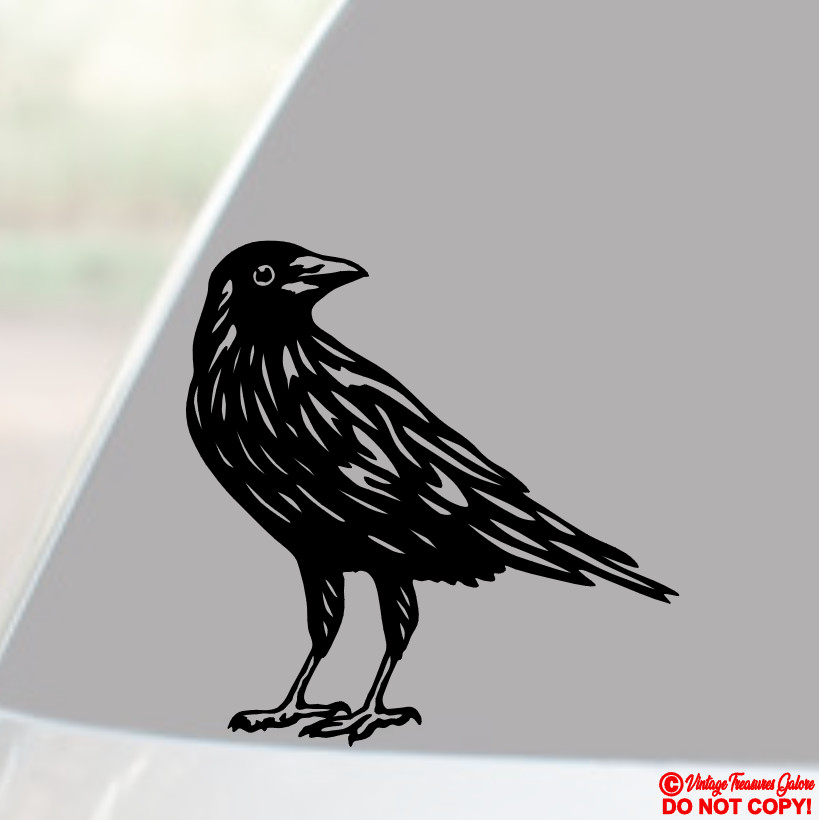 CROW RAVEN BIRD Vinyl Decal Sticker Car Window Wall Bumper Animal Nevermore Poe