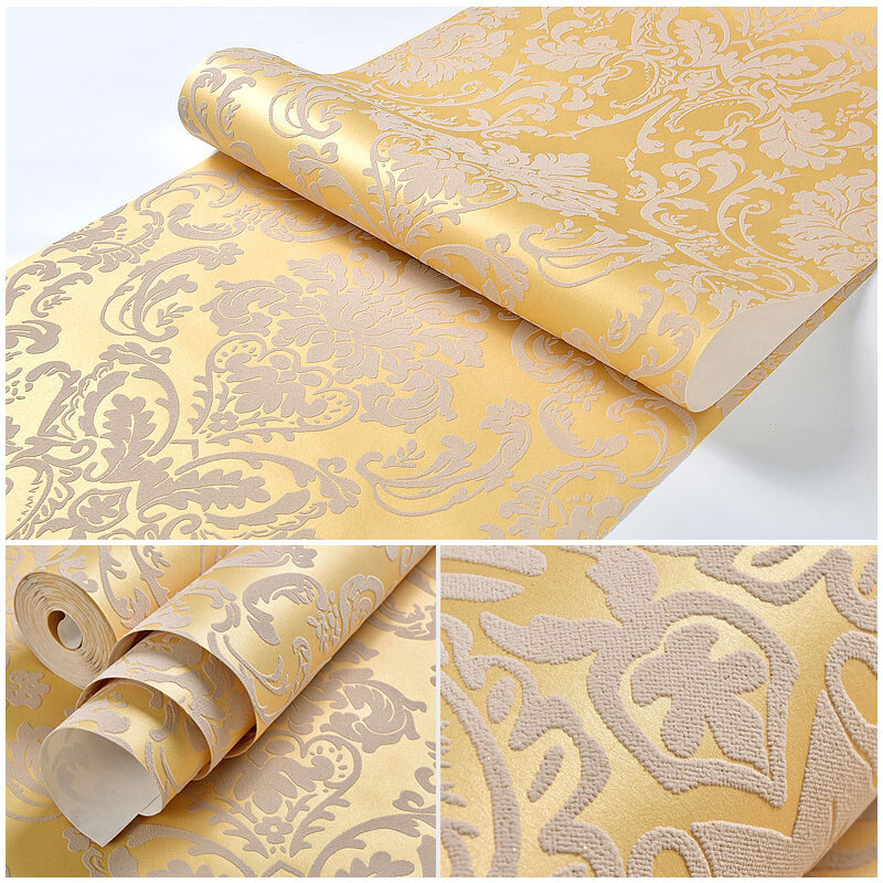 3D Embossed Flower Glitter Wallpaper Embossed Non-Woven Textured Wall Decor-