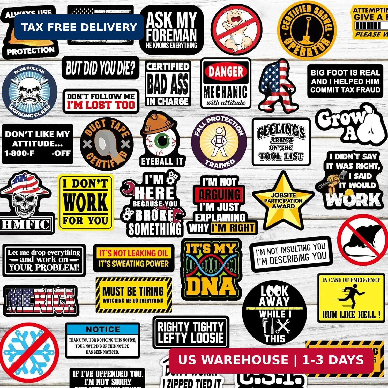 150 PCS Funny Hard Hat Stickers for Adults Dark Humor, Hilarious Decals for Tool