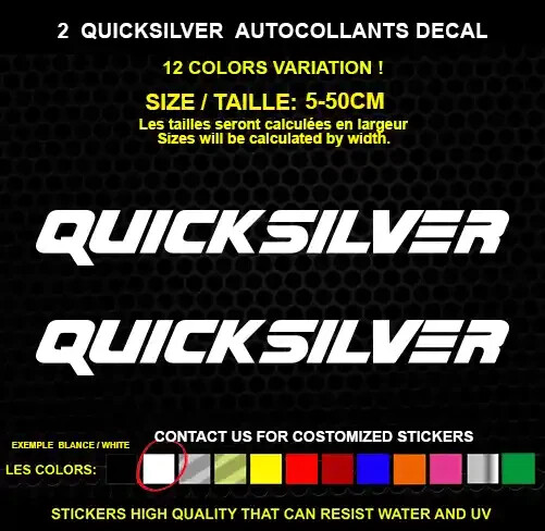 2 QUICKSILVER sticker Genuine decal waterproof vinyl sticker 5-50cm