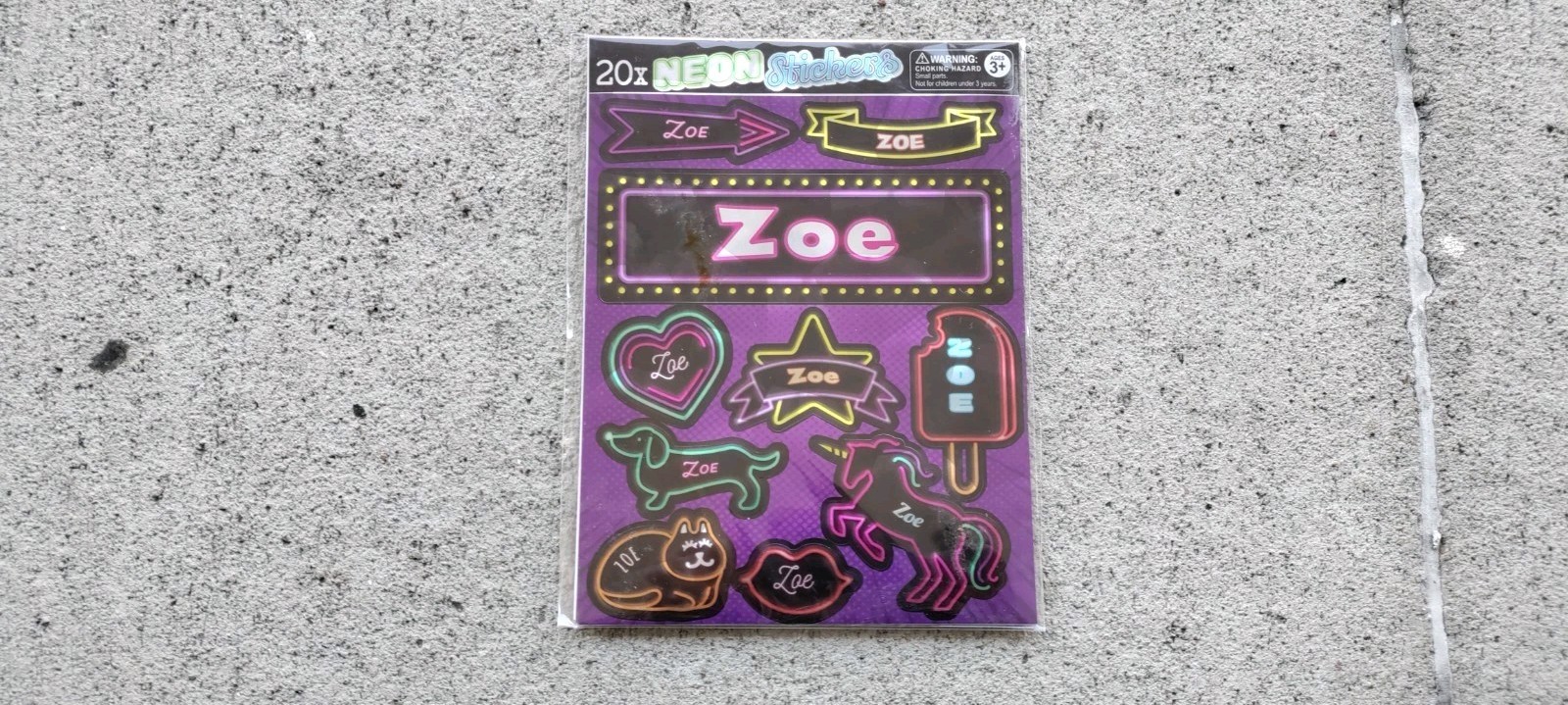 ZOE Neon Stickers by Mulberry Studios, Ages 3+, 1-20 Count, NSU15S, New!