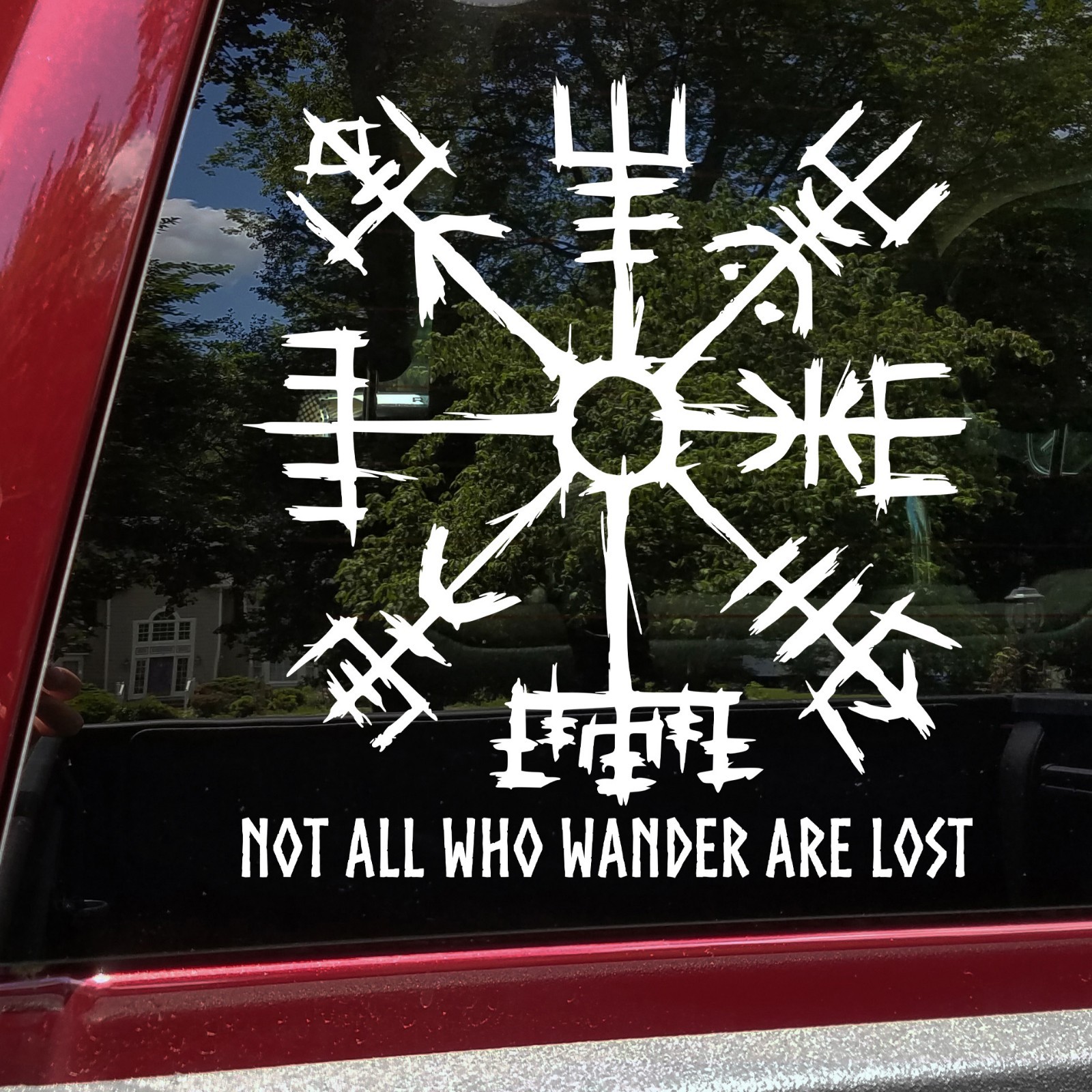 Not All Who Wander Are Lost Viking Compass Vegvisir V1 Vinyl Decal Sticker RV