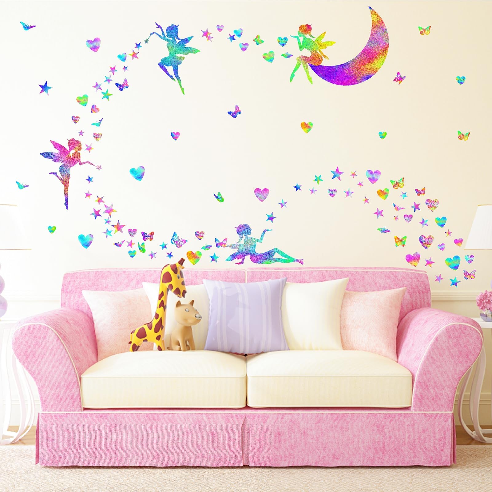 Colorful Fairy Wall Stickers for Girls Room Nursery Princess Wall Decals