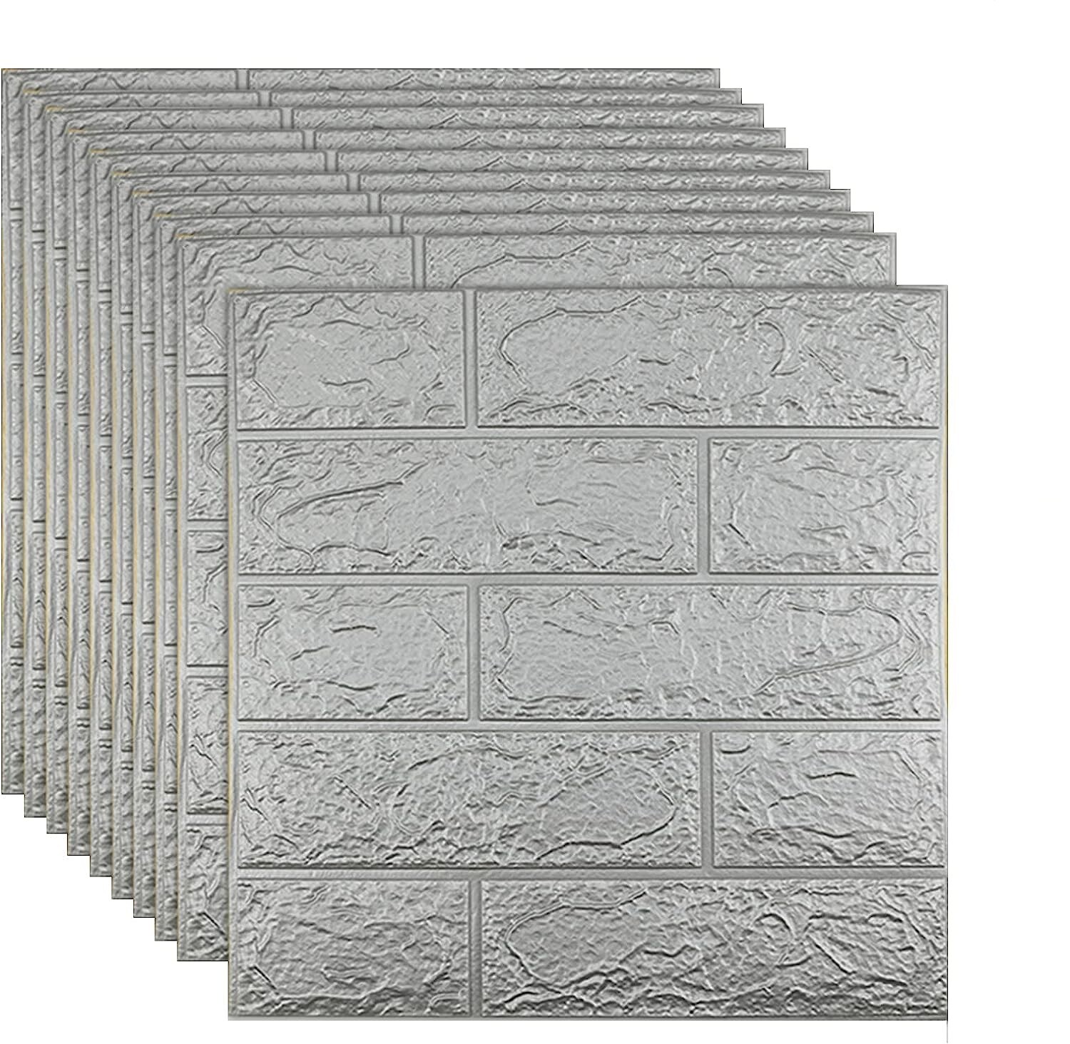 10 Pcs 3D Tile Brick Wall Sticker Self-adhesive Foam Panel Wallpaper 38*35